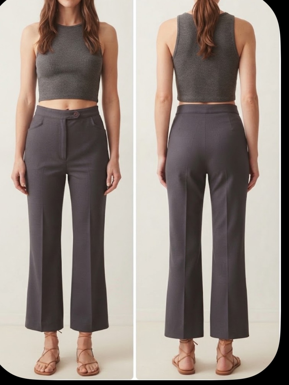 Vintage Dude U.S.A. High-Waisted Flare Trousers 90s office chic minimalist s/xs